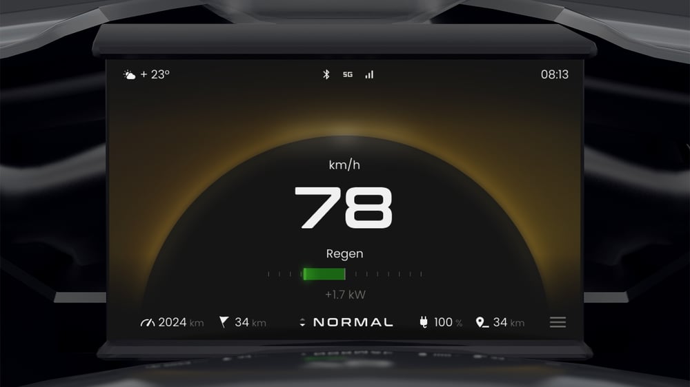 User interface of motorcycle speed display
